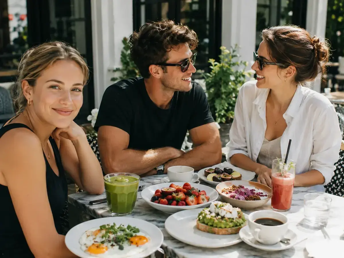 Friends having healthy brunch